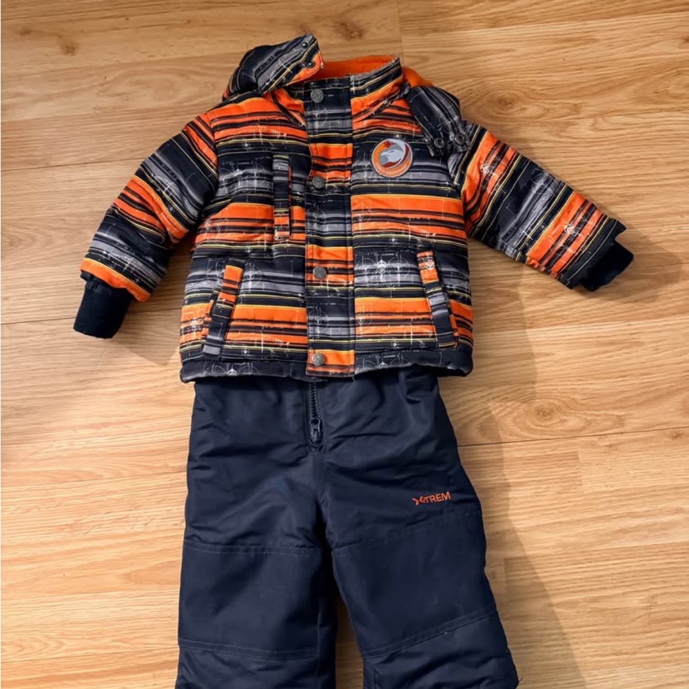 Kids Orange and Black Puffer Jacket